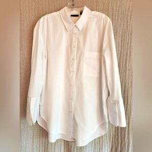 Halogen Tailored Oversized White Button Down Shirt